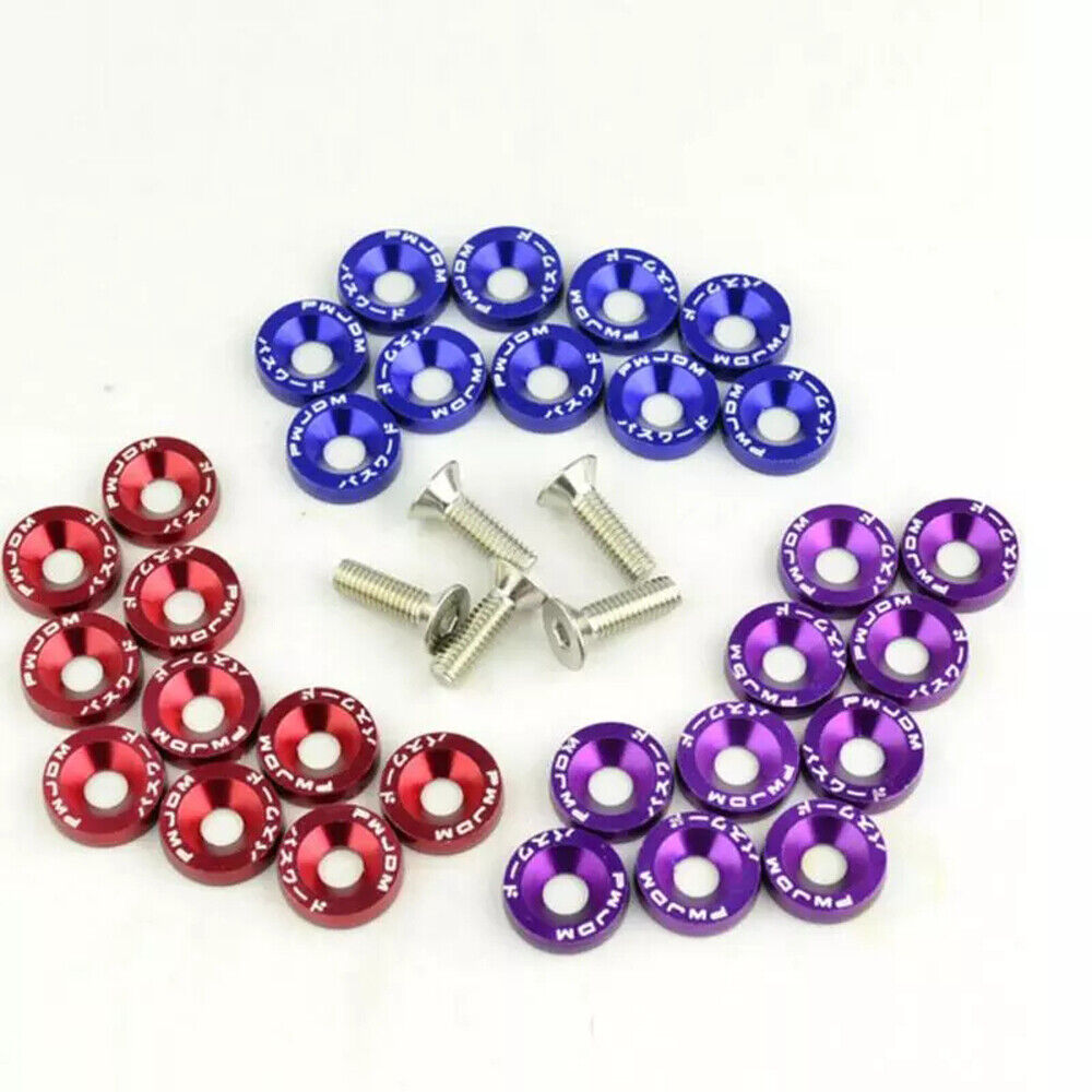 CLEARANCE- 10PCS M6 JDM Car Modified Hex Plate Bolts Styling Concave Washer Bumper Screws