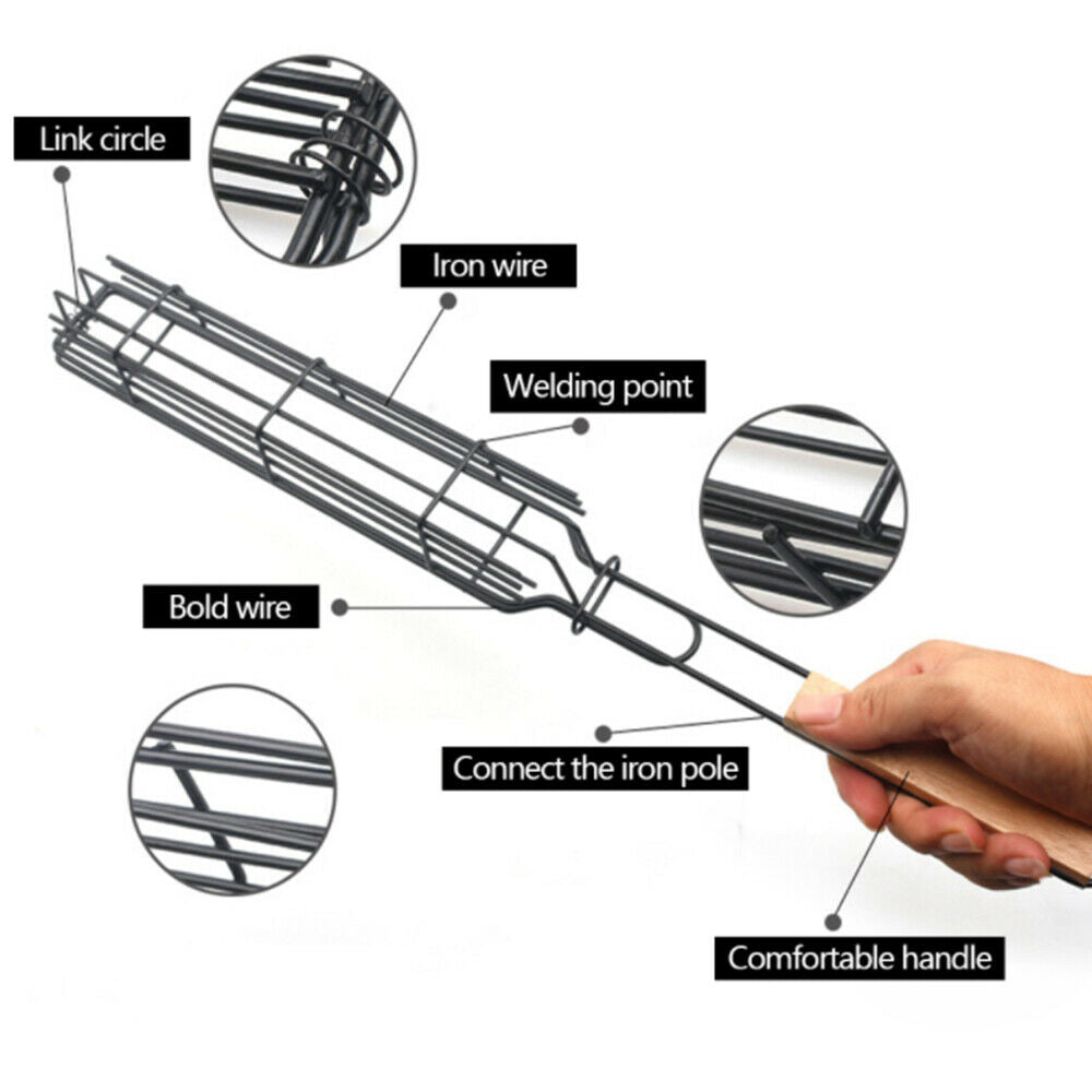 BBQ Grill Mesh Clip Stainless Steel Outdoor Grilling Basket