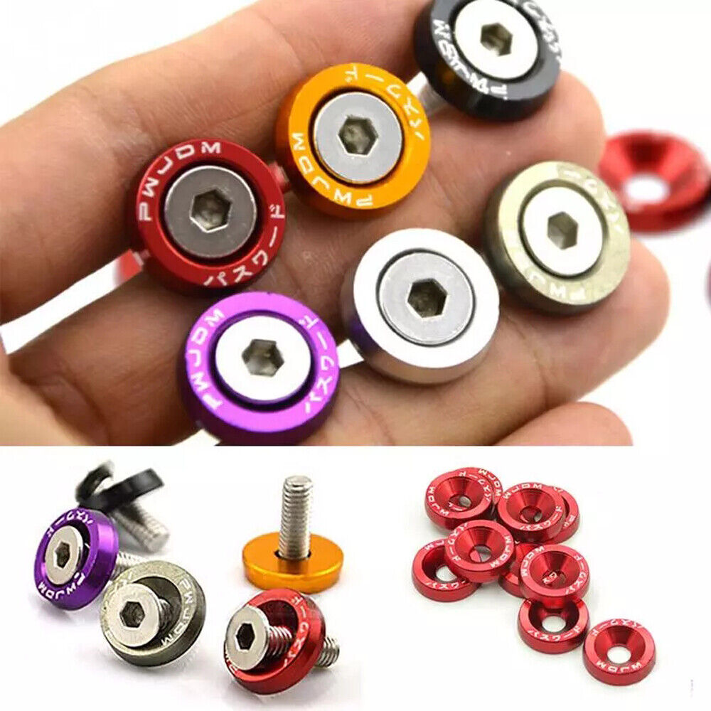 CLEARANCE- 10PCS M6 JDM Car Modified Hex Plate Bolts Styling Concave Washer Bumper Screws