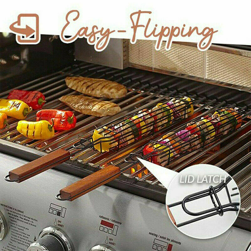 BBQ Grill Mesh Clip Stainless Steel Outdoor Grilling Basket