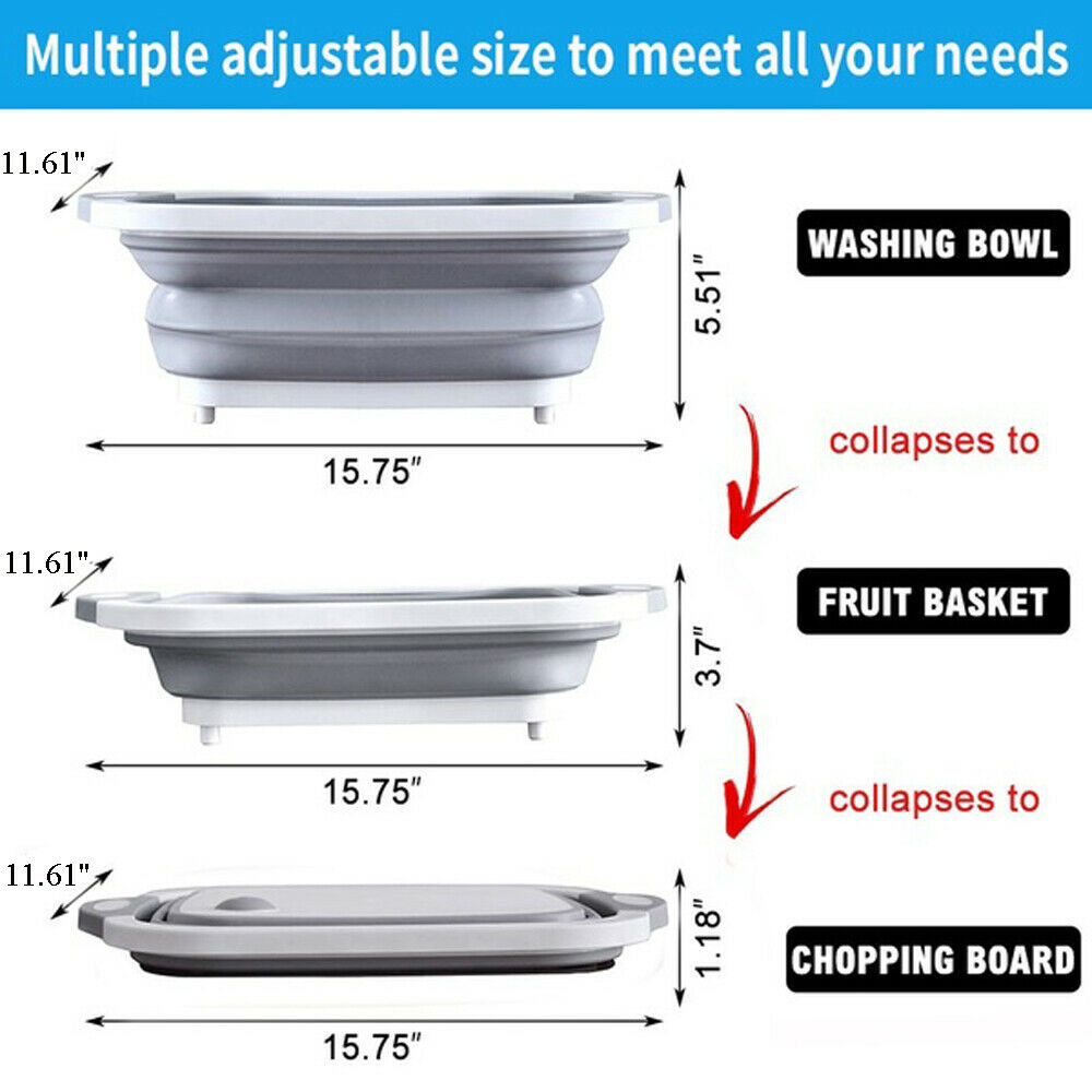 CLEARANCE- 4 in 1 Folding Chopping Cutting Board Multifunctional Tool Sink Drain Basket NEW