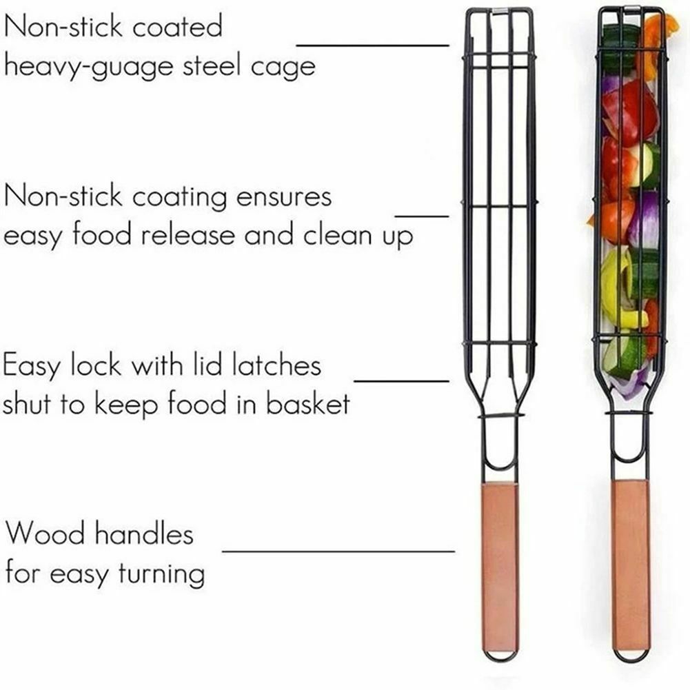 BBQ Grill Mesh Clip Stainless Steel Outdoor Grilling Basket