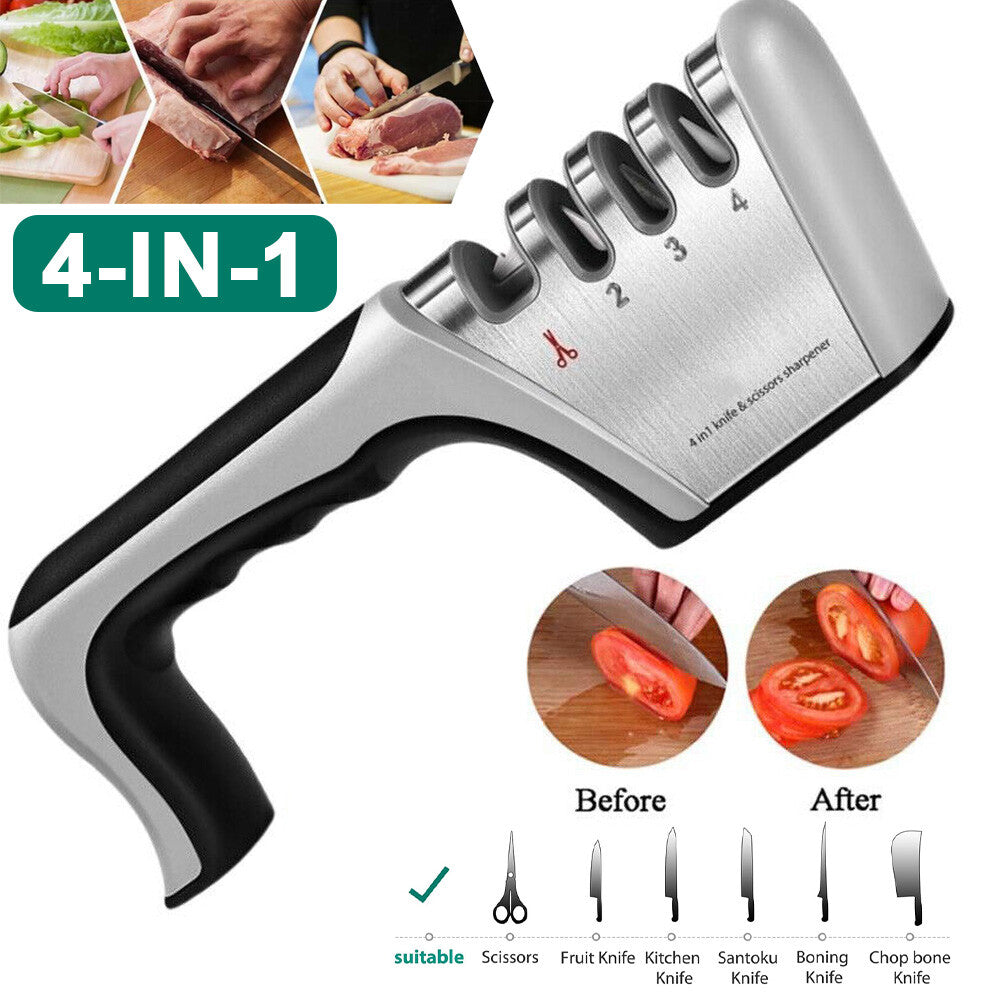 4-in-1 Knife and Scissors Sharpener - Multi-Stage Blade Care