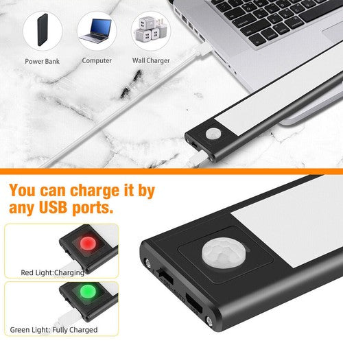 Magnetic Led Motion Sensor Light Under Closet Dimmable Rechargeable Cabinet Lamp