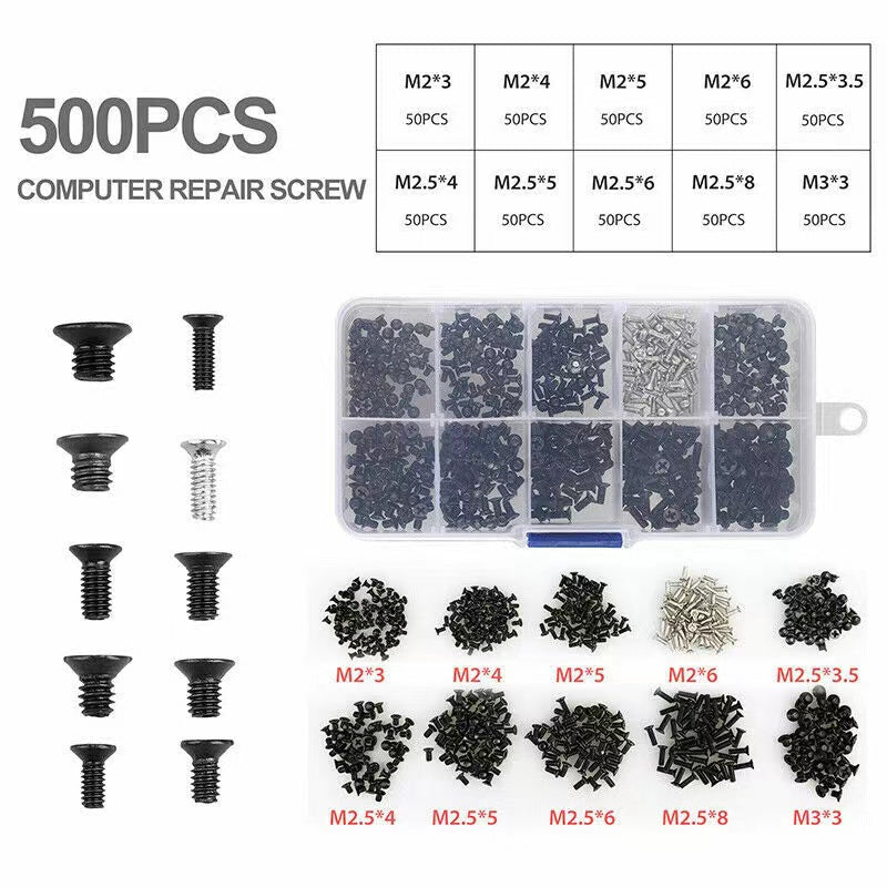 500PCS Computer Screws Kits For Universal Desktop PC Laptop Screw Repl