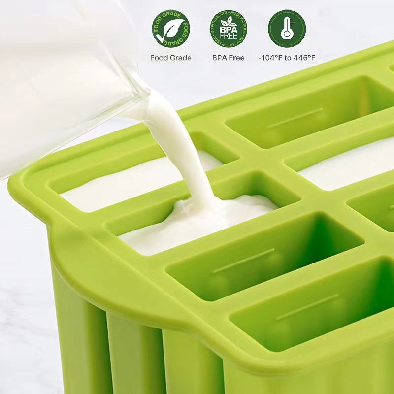 CLEARANCE- Silicone Ice Cream Mould Block 12 Frozen Molds Icy Pole Jelly Popsicle Maker