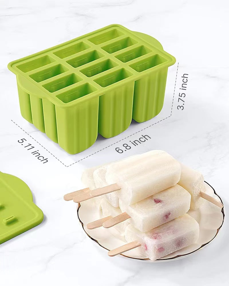 CLEARANCE- Silicone Ice Cream Mould Block 12 Frozen Molds Icy Pole Jelly Popsicle Maker
