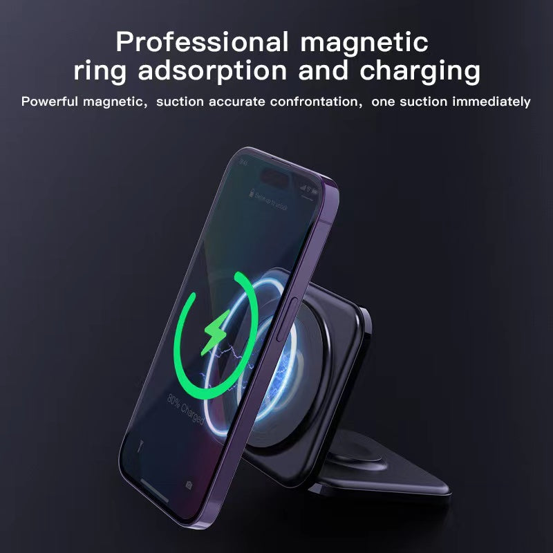 CLEARANCE- 3-In-1 Foldable Magnetic Wireless iPhone iWatch Airpod Magsafe Charger Stand