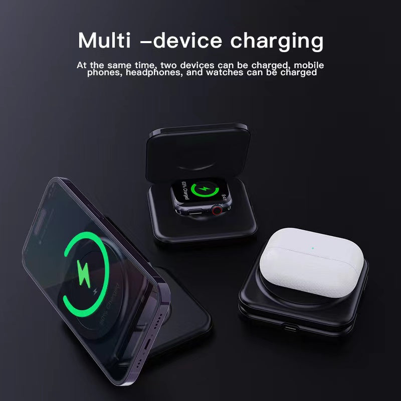 3-In-1 Foldable Magnetic Wireless iPhone iWatch Airpod Magsafe Charger Stand