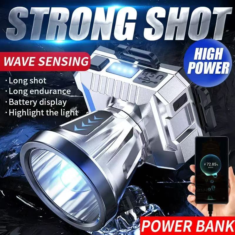 New Upgraded Multifunction High Power LED Headlamp/Powerbank Super Bright Adult Motion Sensor Headlight