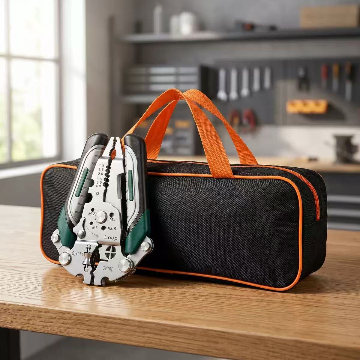 Folding Electrician Tool Combines Wire Stripper Cutter Crimper in One Pliers