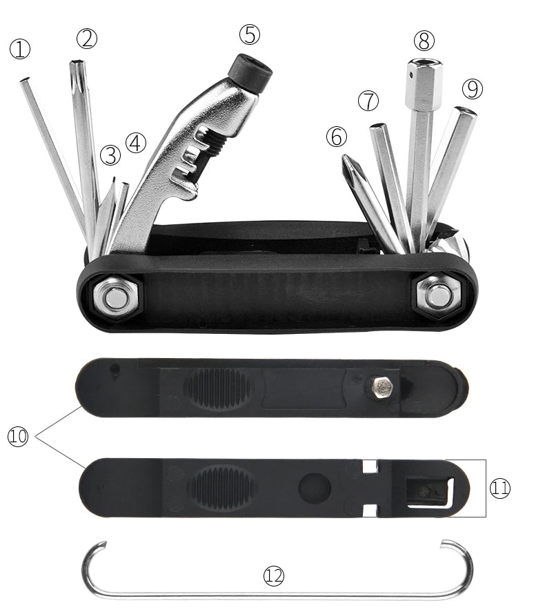 Bike Repair Tool Kit 16In1 MTB Portable Multi-tools Puncture Fix Patch
