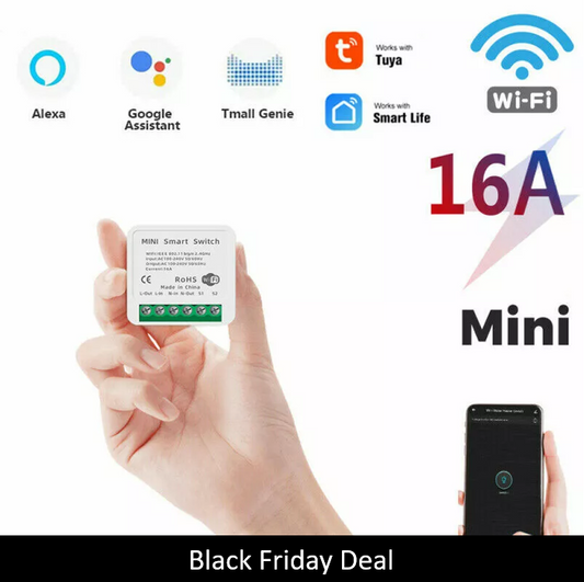 Smart WiFi Light Switch 16 Amp Mini Module Work for APP/Alexa/Google Home