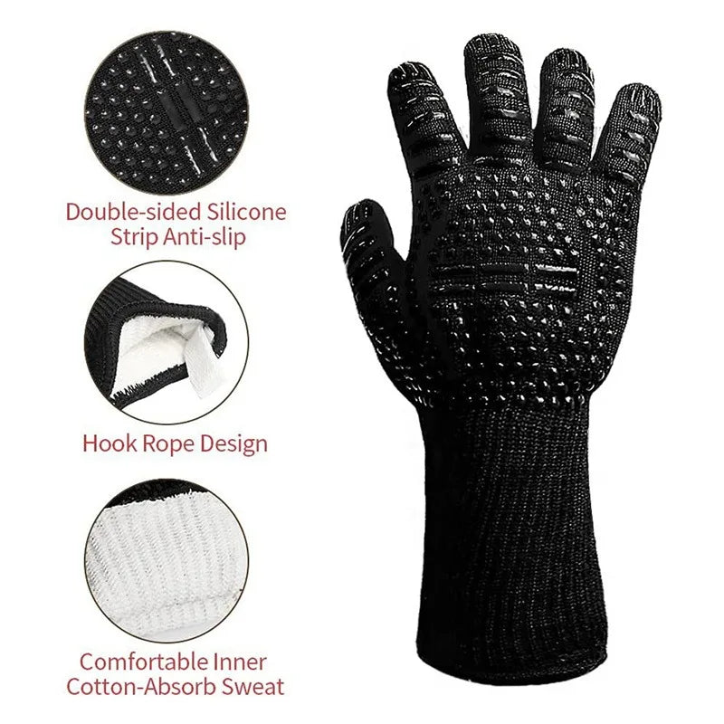 1PC Gloves BBQ Fire Extreme Heat Resistant Grilling Cooking Oven Gloves