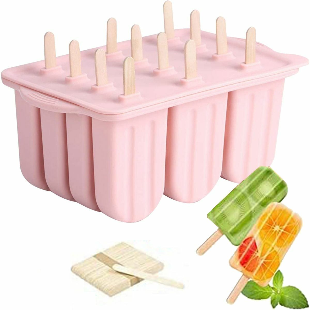 CLEARANCE- Silicone Ice Cream Mould Block 12 Frozen Molds Icy Pole Jelly Popsicle Maker