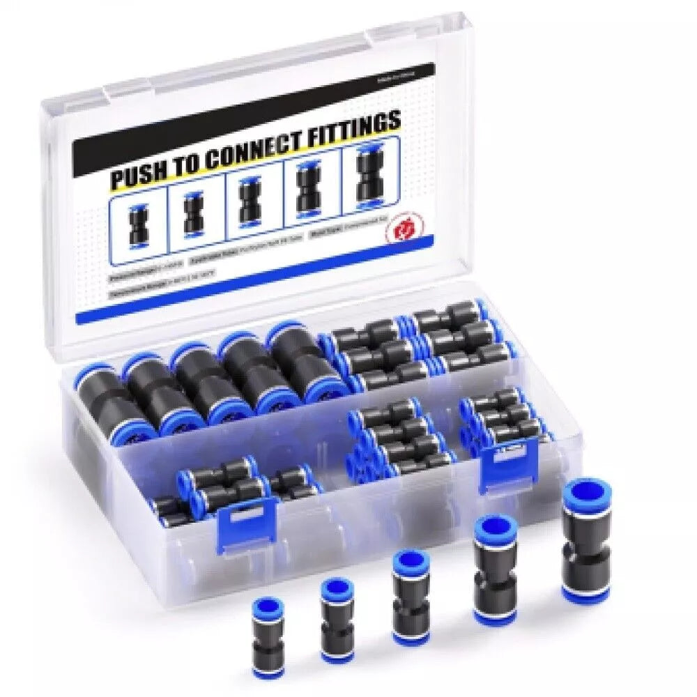 50Pcs Straight Push Connectors Pneumatic Connect Fittings Air Line Quick Hose