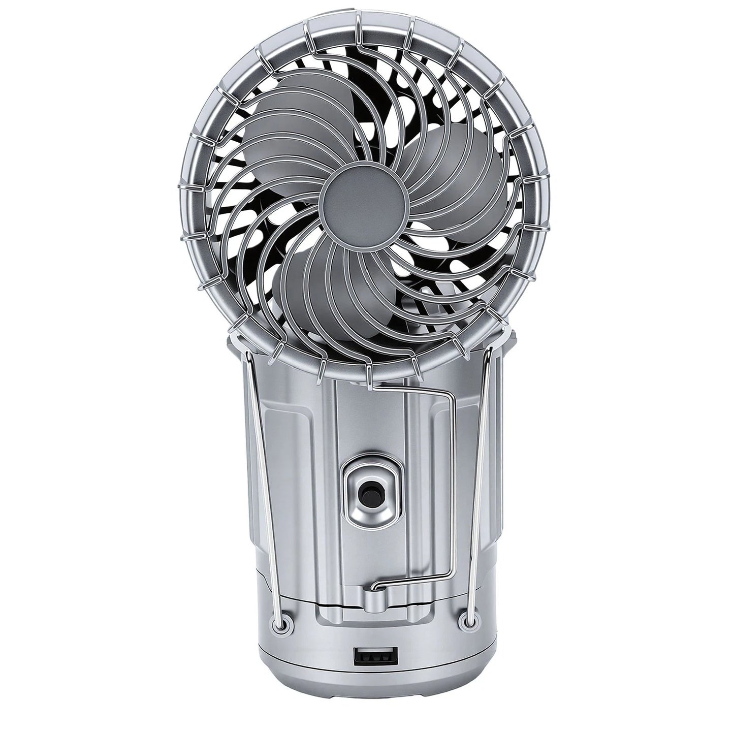 5-in-1 Portable LED Camping Lantern with Fan, Solar/USB Rechargeable Light