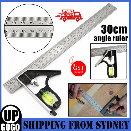 30cm Adjustable Measure Combination Angle Square Type A Ruler Spirit Level 12"