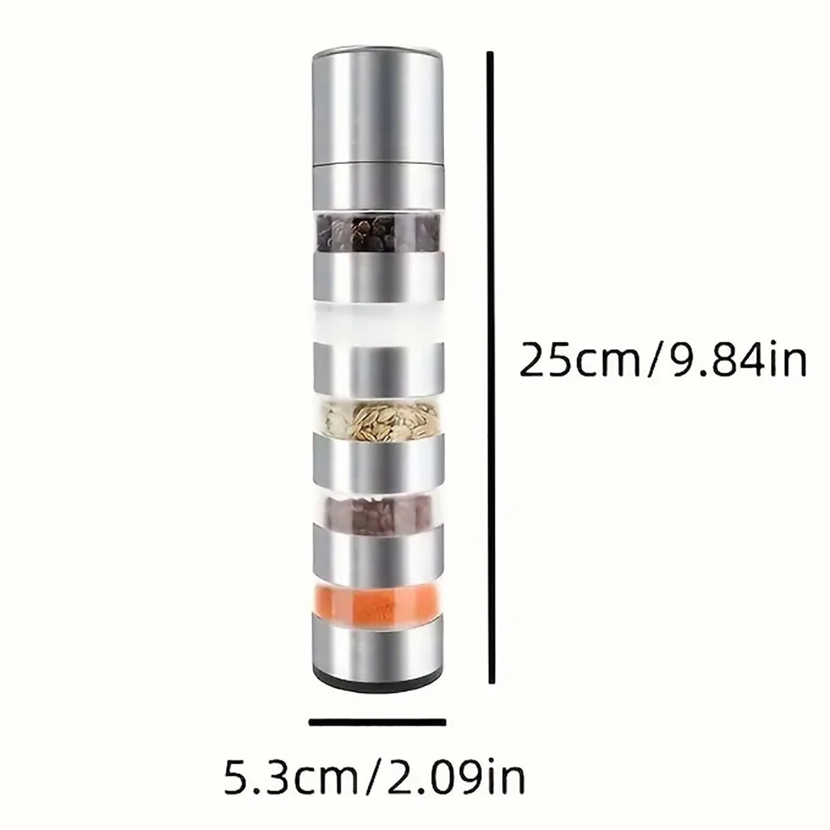 5 in 1 Stainless Steel Salt and Pepper Grinder Manual Spice Mill Kitchen Cooking
