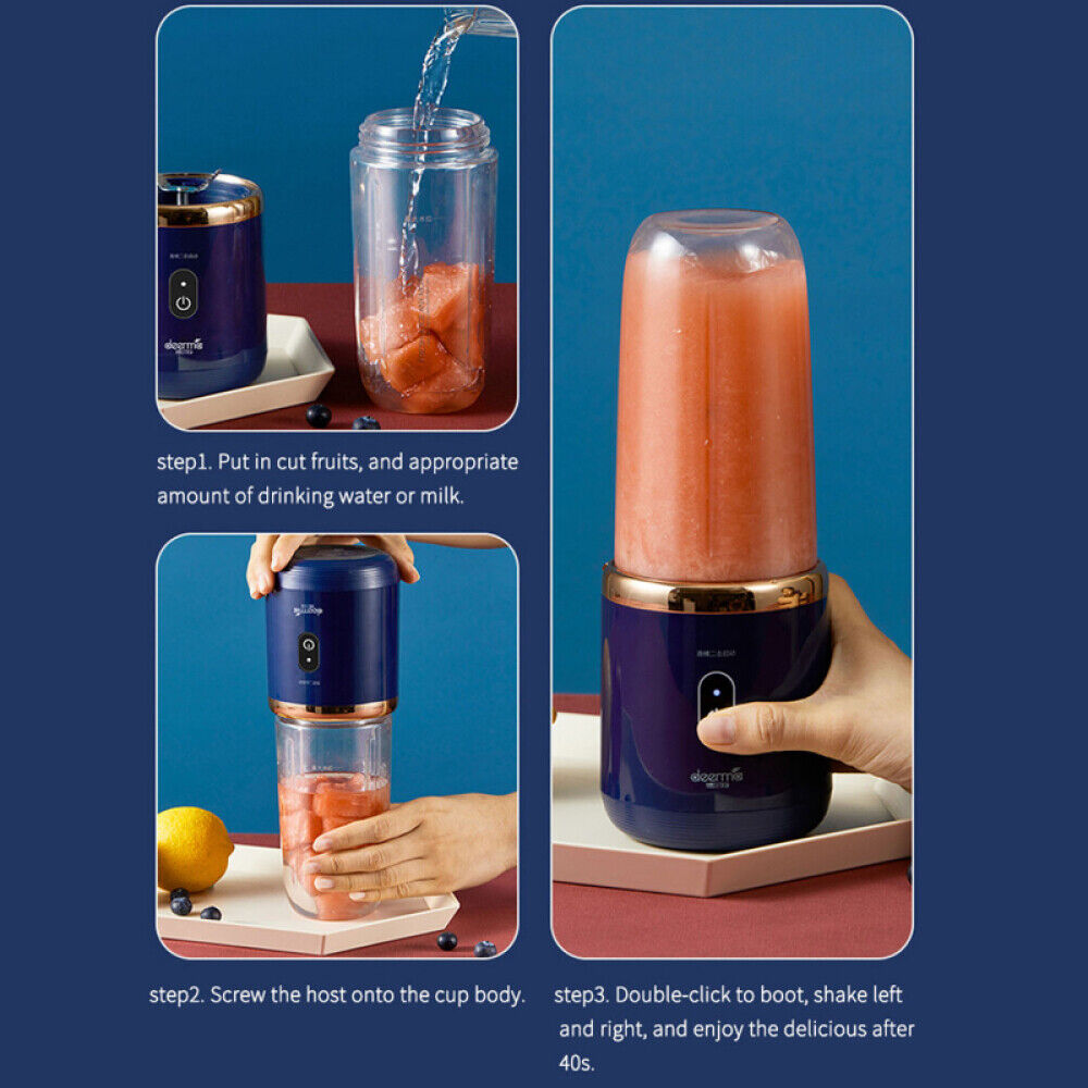 Portable Electric Fruit Juicer Smoothie Blender Rechargeable USB Travel Bottle
