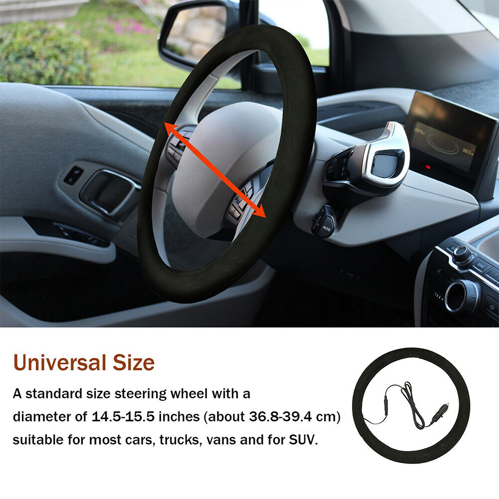 CLEARANCE- 12V Car Auto Heated Steering Wheel Cover Non-slipHeating Universal
