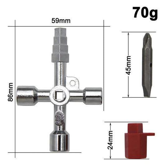 4 in 1 Utility Cross Key Wrench Triangle Square Cabinet Radiator Opening Tool