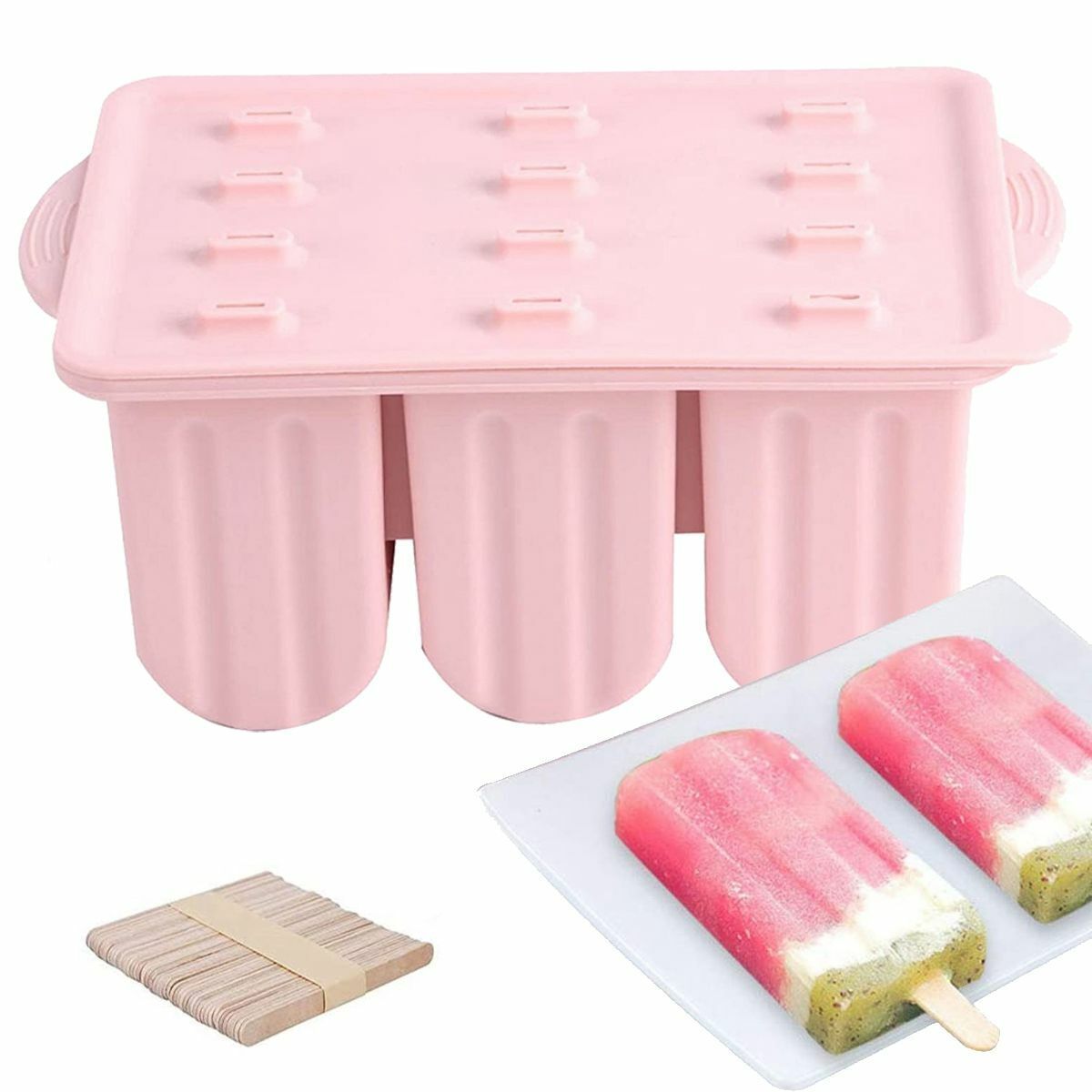 CLEARANCE- Silicone Ice Cream Mould Block 12 Frozen Molds Icy Pole Jelly Popsicle Maker