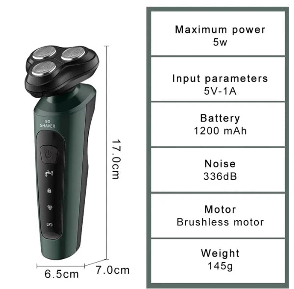 9D Men's Electric Shaver USB Car-mounted High-power 4 in 1 Rechargeable Trimmer