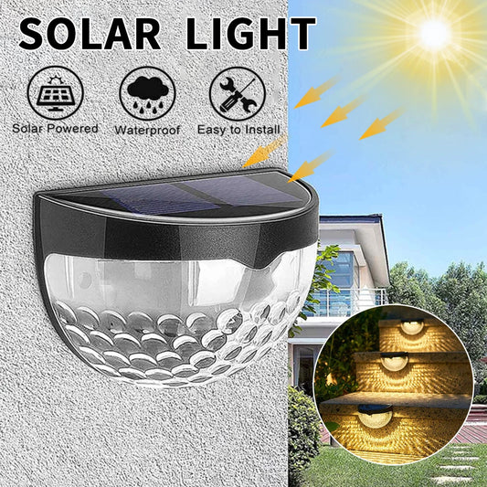2pcs Solar Fence Lights Outdoor Wall Lights Deck Step Stair Lights Waterproof Garden