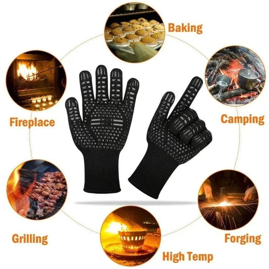 1PC Gloves BBQ Fire Extreme Heat Resistant Grilling Cooking Oven Gloves