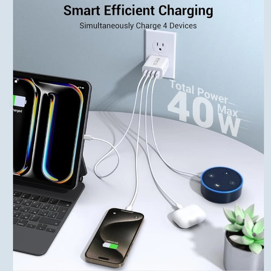 55W 4 Port USB-C PD Fast Charging Wall USB C Charger Power Adapter Type-C Brick