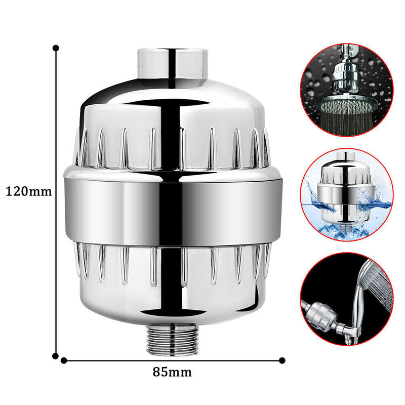 15 Stages Shower Head Filter Bath Hard Water Filter KDF Remove Chlorine Odors