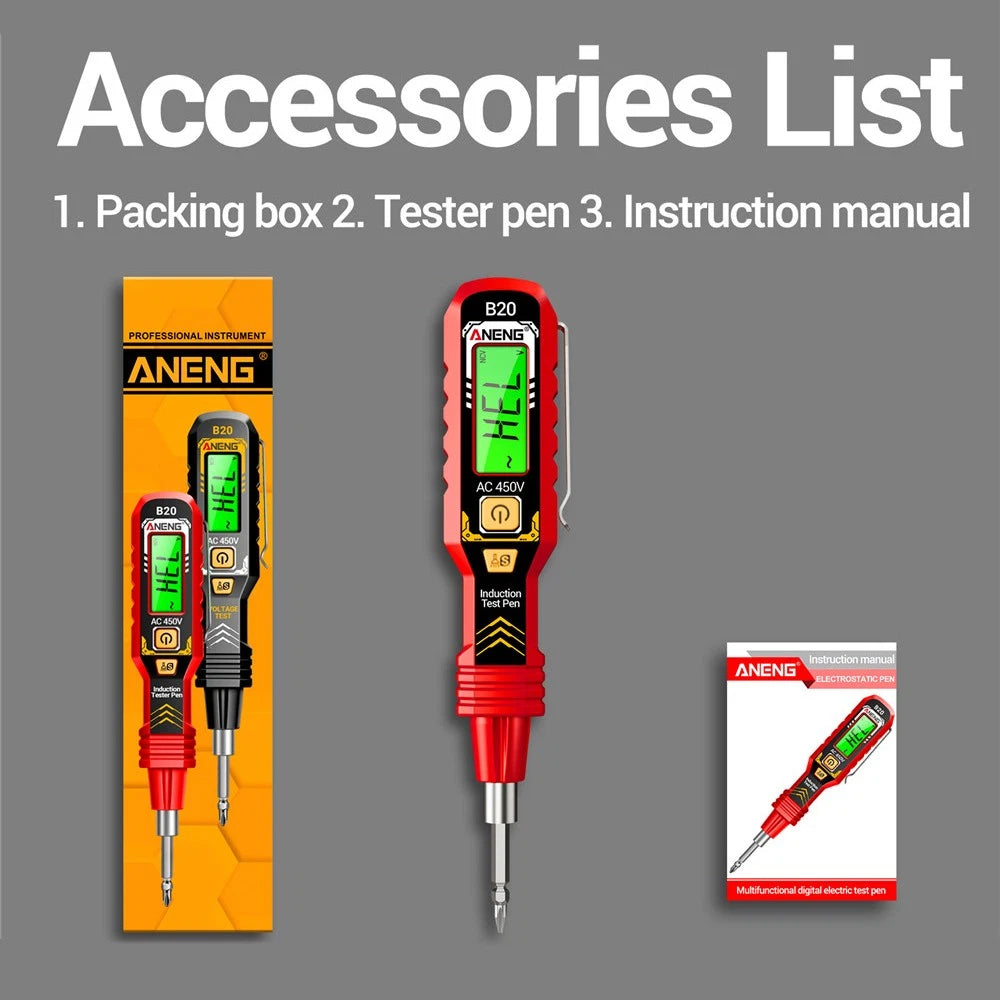 2026 New Voltage Electric Tester Volt Detector Test Pen AC Non-Contact Sensor (Black/ Red Random)