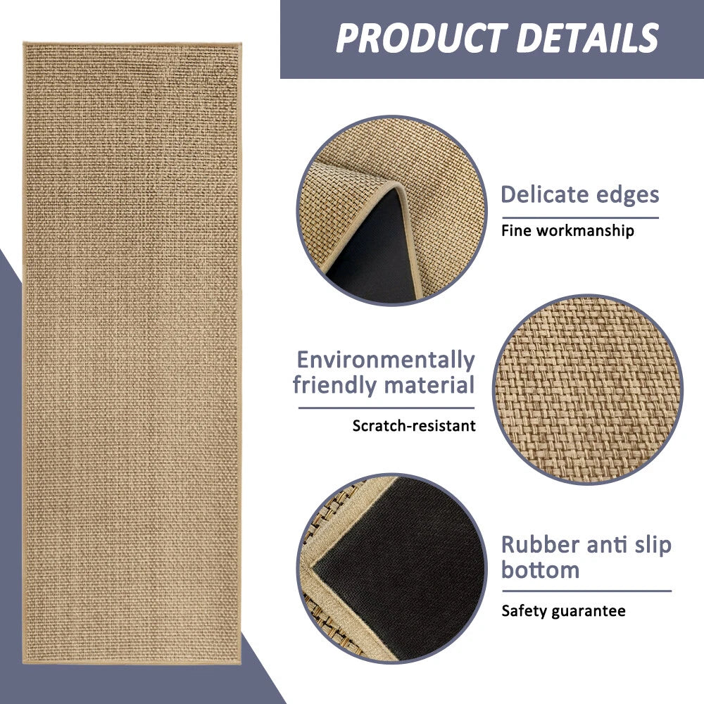 Soft Kitchen Floor Mat Non-slip Absorbent Folddable Rubber Backing Linen Rug 40cm*60cm