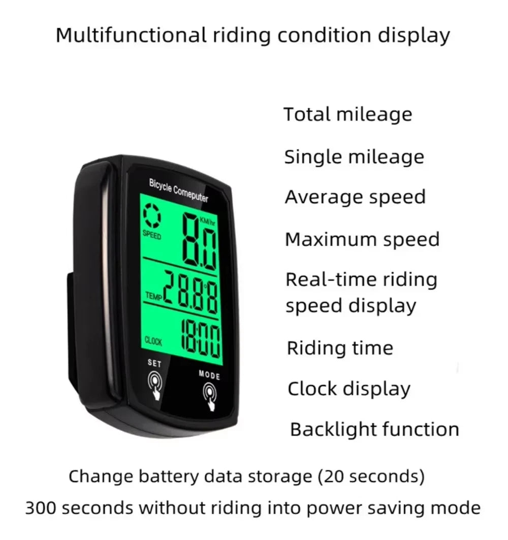 Wireless Cycling Bike Bicycle LCD Cycle Speedometer Computer Odometer Waterproof
