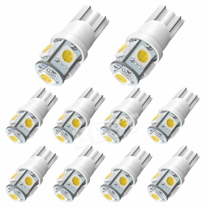 Led W5w R2 10x T10 LED W5W 194 168 5SMD Car Wedge Tail Parking Plate Light Bulb 1