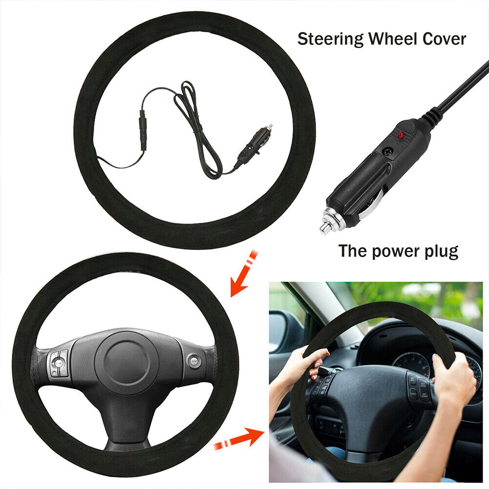 CLEARANCE- 12V Car Auto Heated Steering Wheel Cover Non-slipHeating Universal