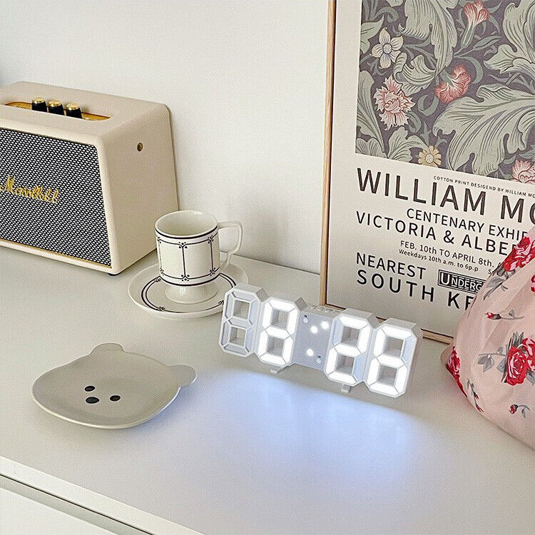 3D LED Digital Wall Clock Alarm Date Temperature Table Desktop USB Powered Big