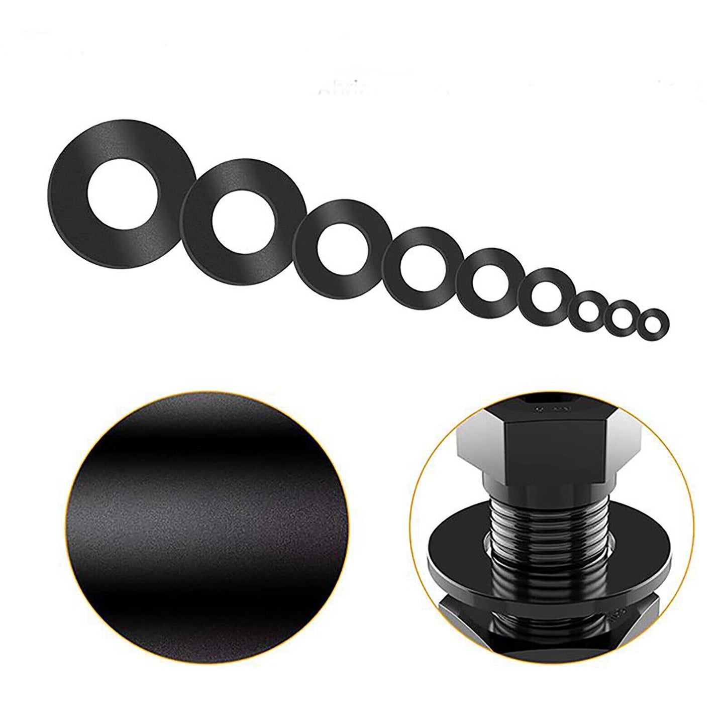 500PCS M2-M12 Nylon Flat Ring Washer Seal Hose Gaskets Metric Bolt Srew Kit