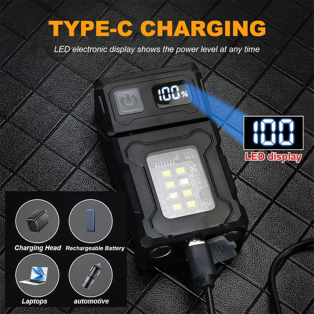 Multifunctional Mini LED Flashlight Pocket Work Light Dual Wicks Camping Torch