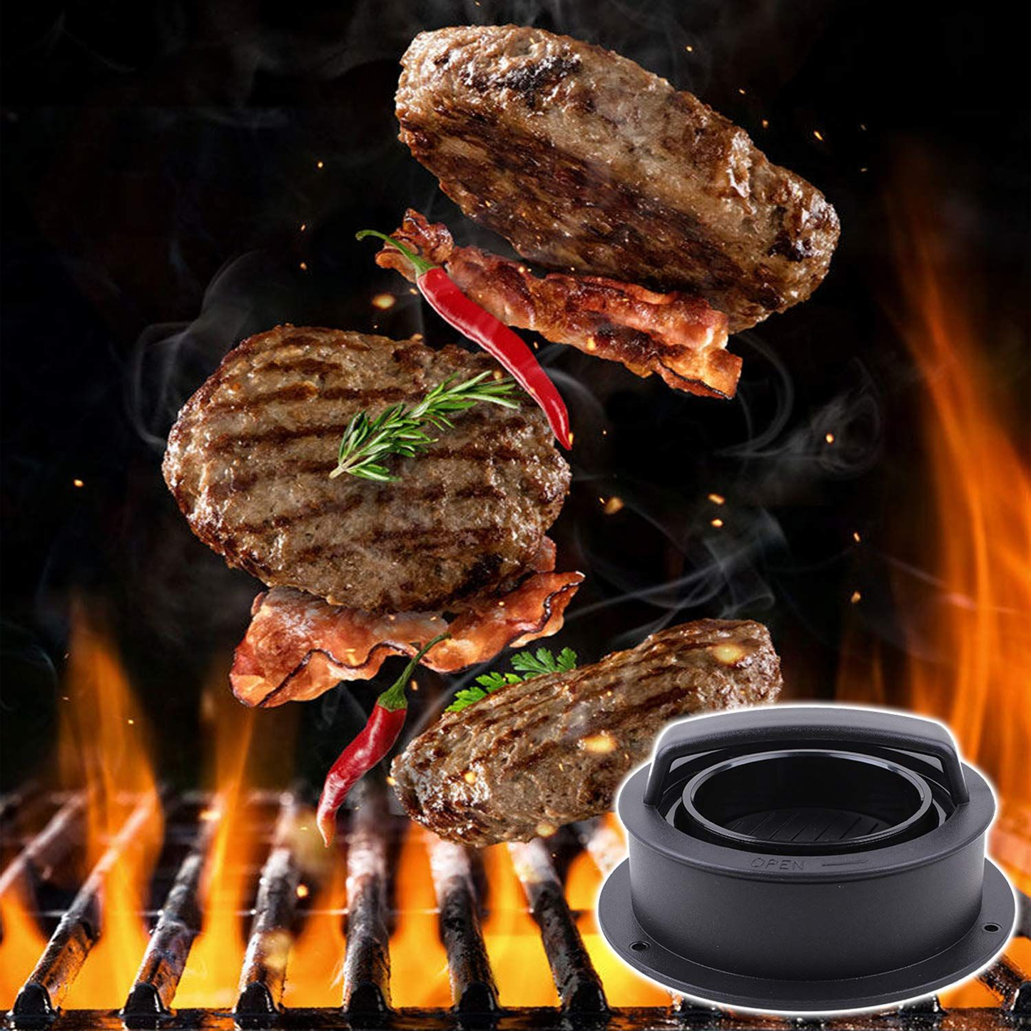 CLEARANCE- Hamburger Press Mould Stuffed Burger Slider Patty Maker Kitchen Tool