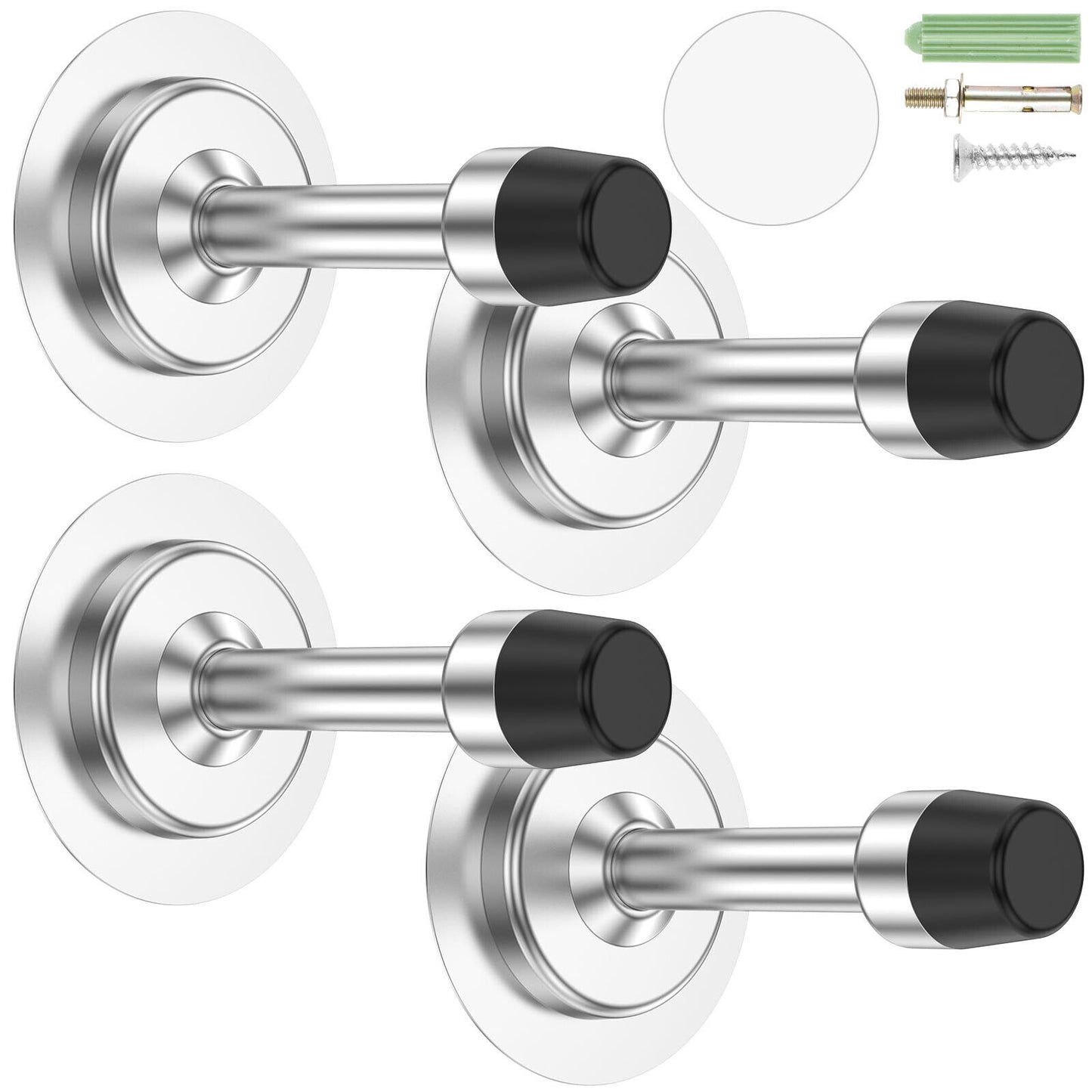 CLEARANCE- 1Pcs Door Stoppers Stainless Steel Stops Wall Door Set with Screws Self Adhesive
