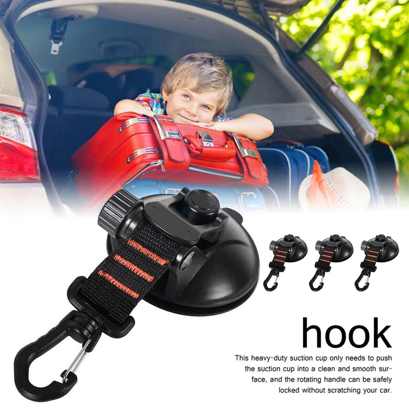 2pcs Heavy Duty Suction Cup Anchor with Securing Hook Tie Down for Car Camping Tarp