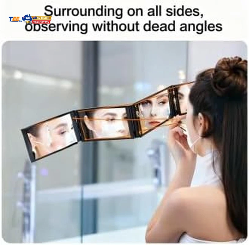 Foldable Makeup Mirror 4 Panel Multi Angle Viewing Vanity Tool