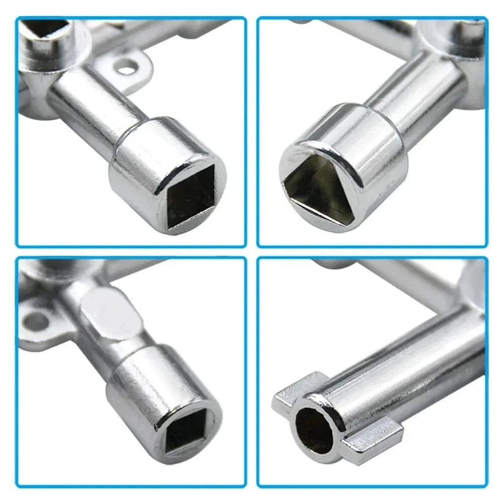 4 in 1 Utility Cross Key Wrench Triangle Square Cabinet Radiator Opening Tool