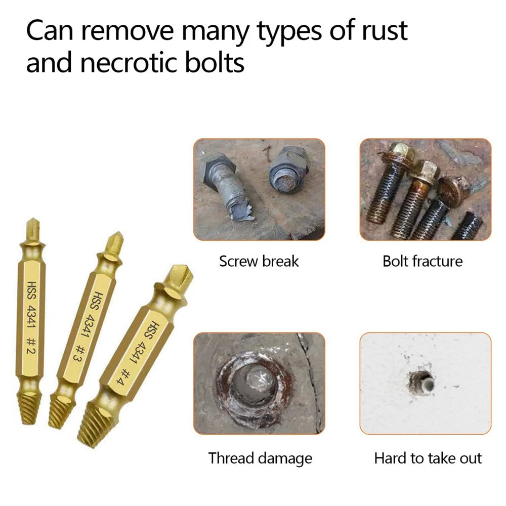 6PCS Screw Extractor Set Easy Out Drill Bits Guide Broken Screws Bolt Remover