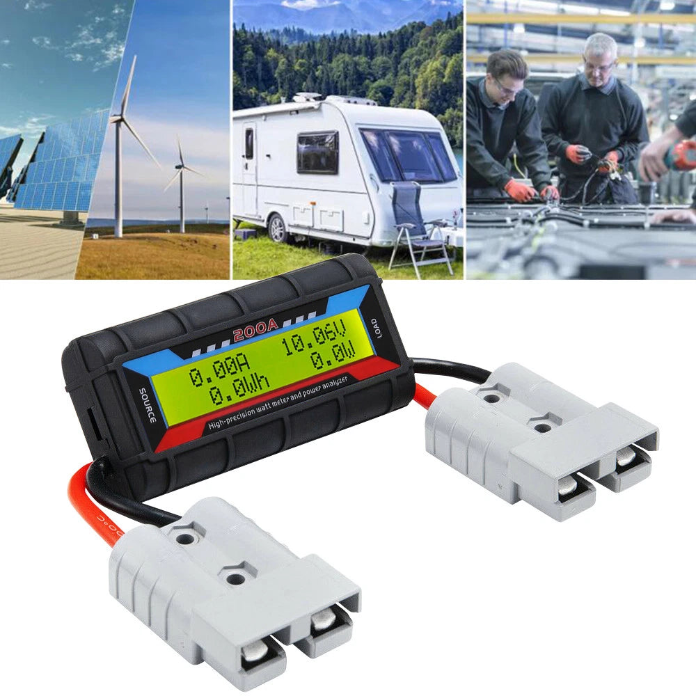 200A Digital LCD Amp Watt Meter Power Analyser Solar Caravan+ Anderson Plug