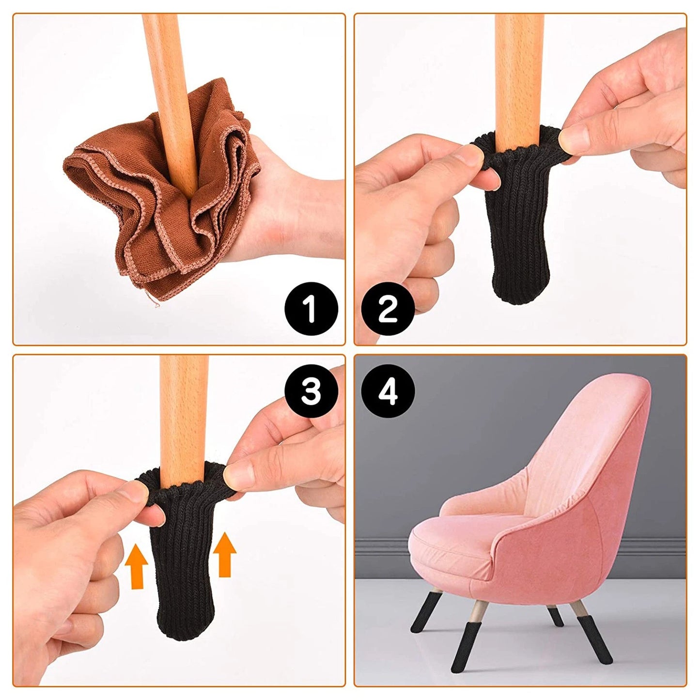 4PCS Knitted Table Chair Leg Socks Sleeve Floor Protector Furniture Feet Cover