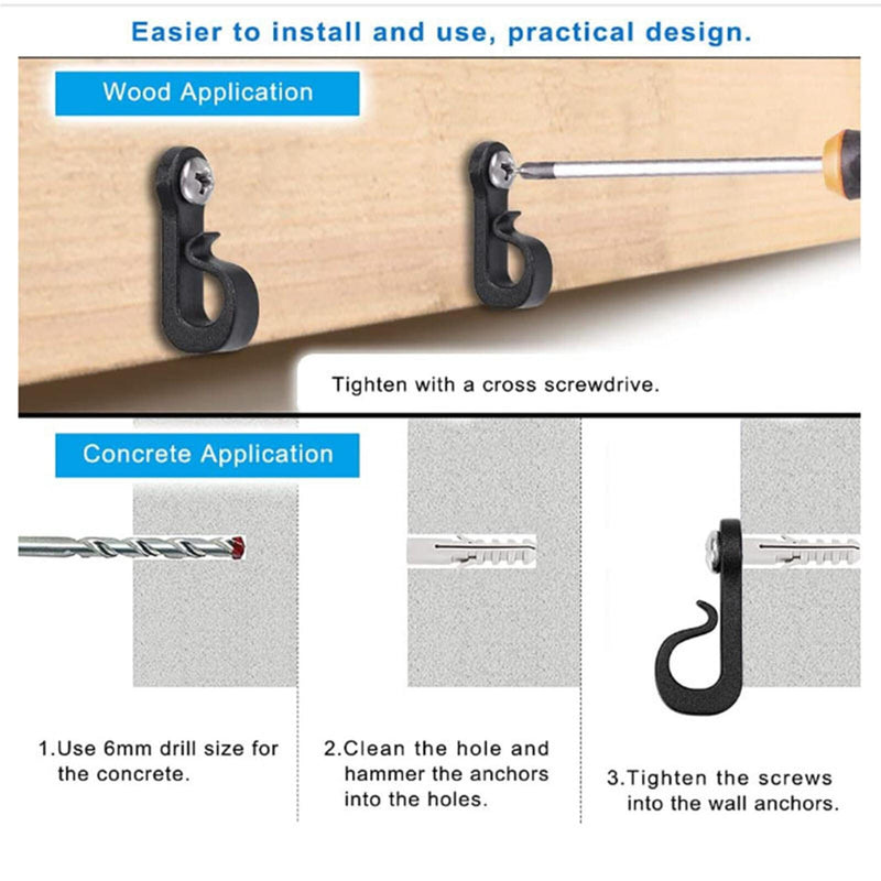 20pcs Q-Hanger Screw Hooks Outdoor Indoor Wall String Light Holder Hooks