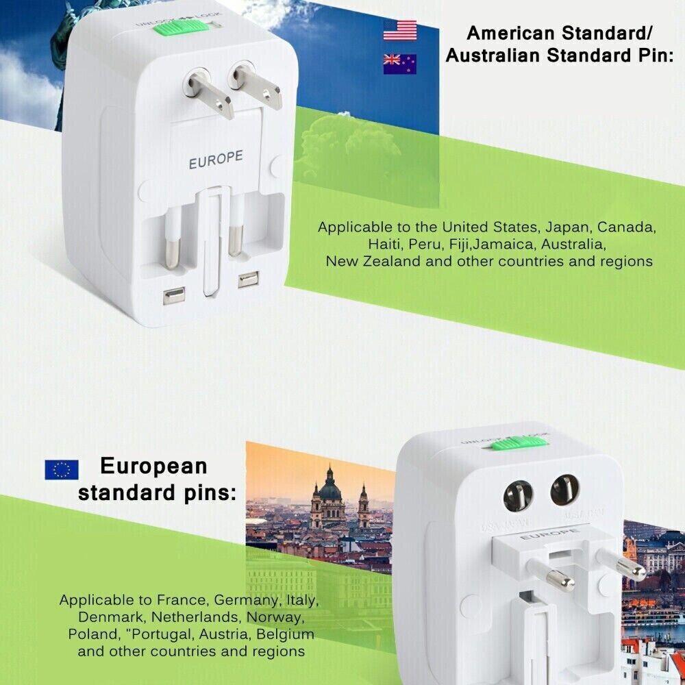Universal International Travel Power Adapter Convertor Plug Power US/UK/AU/EU